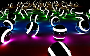 Moving Desktop Neon Balls Wallpaper