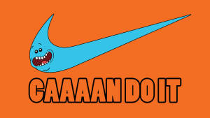 Mr Meeseeks Nike Logo In Orange Wallpaper