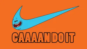 Mr Meeseeks Nike Logo In Orange Wallpaper