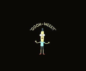 Mr. Poopybutthole In His Iconic Pose On A Colorful Background Wallpaper