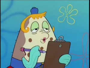 Mrs. Puff Happily Smiling At The Krusty Krab Wallpaper