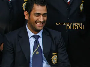 Ms Dhoni In Black Suit Wallpaper