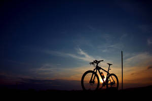 Mtb Silhoutte And Sunset View Wallpaper
