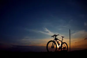 Mtb Silhoutte And Sunset View Wallpaper