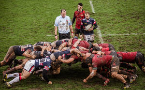 Muddy Rugby Scrum Wallpaper