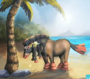 Mudsdale And Comfey At The Beach Wallpaper