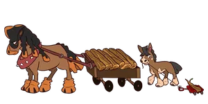 Mudsdale And Mudbray Pulling Carts Wallpaper