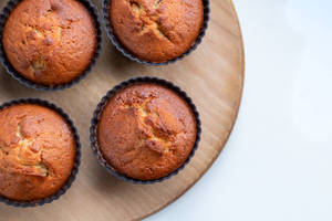 Muffin In Wooden Plate Wallpaper