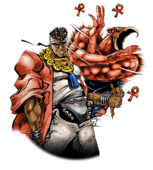 Muhammad Avdol In Action In Jojo's Bizarre Adventure Anime Series Wallpaper