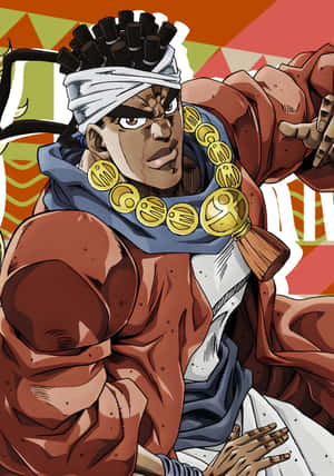 Muhammad Avdol Poses In His Signature Style In Jojo's Bizarre Adventure. Wallpaper