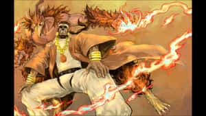 Muhammad Avdol Unleashing His Fiery Stand Power Wallpaper