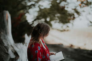 Mujer Soltera Reading A Book Wallpaper