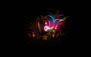 Multicolored Neon Music Speakers Wallpaper