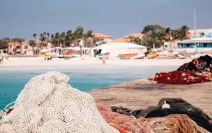 Multicolored Nets In Cape Verde Beach Wallpaper