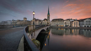 Munster Bridge Zurich Switzerland Wallpaper