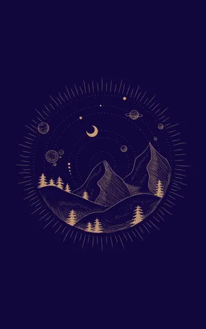 Mural On Plain Blue Deck Wallpaper