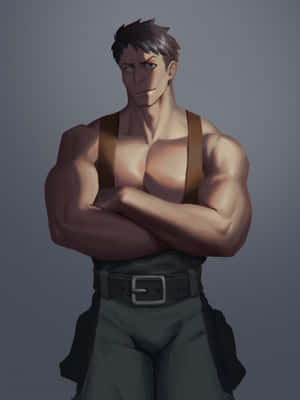 Muscled Anime Character Akitaru Obi Wallpaper