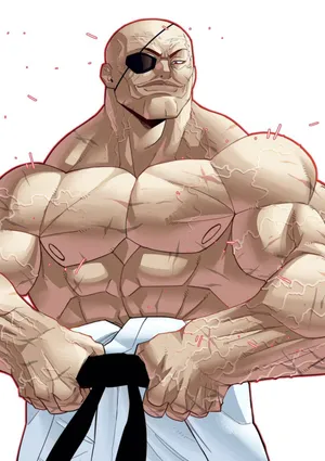 Muscled Anime Characterwith Eyepatch Wallpaper