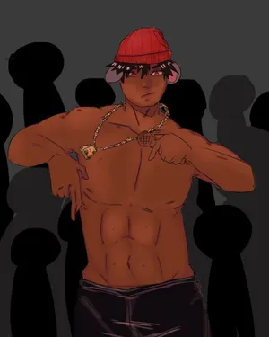 Muscular Anime Character Red Hat Wallpaper