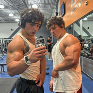 Muscular Twins Gym Selfie Wallpaper