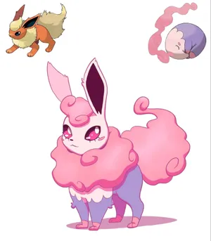 Musharna And Flareon Combination Wallpaper