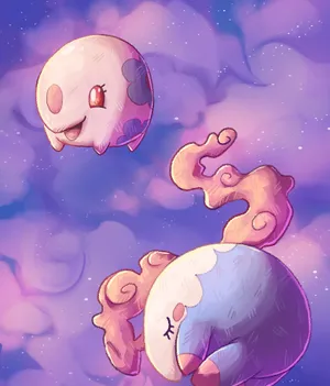 Musharna And Munna Floating Wallpaper