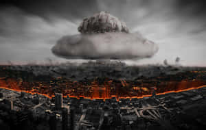 Mushroom Cloud Over Cityscape Wallpaper