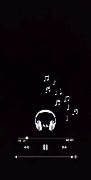 Music Player Headphonesand Notes Wallpaper