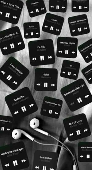 Music Streaming App Interface Earphones Wallpaper