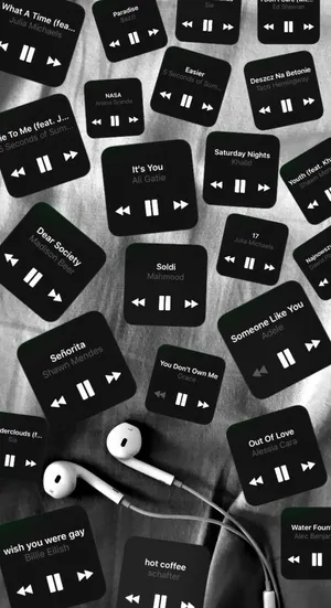 Music Streaming App Interface Earphones Wallpaper