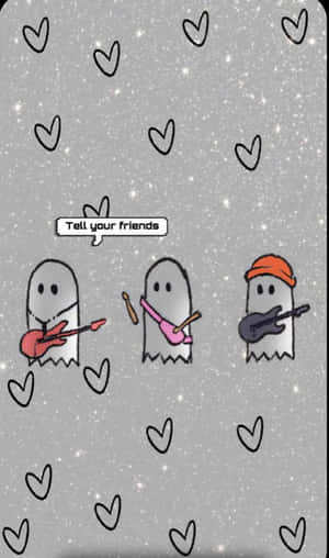 Musical Ghost Friends Vintage Aesthetic.jpg Wallpaper