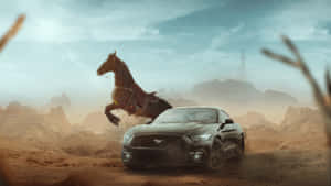 Mustang Horseand Carin Desert Wallpaper