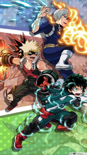 My Hero Academia - Deku, Todoroki, And Bakugou Forge New Bonds Wallpaper