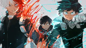 My Hero Academia Laptop With Deku Staring Wallpaper