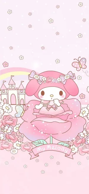 My Melody And Rose Flower Wallpaper