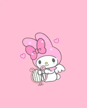My Melody Angel Harp Aesthetic.jpg Wallpaper