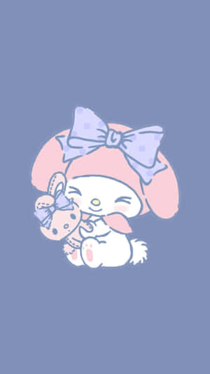 My Melody Cuddling Stuffed Animal Aesthetic Wallpaper