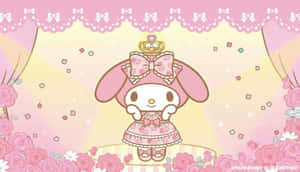 My Melody Desktop Golden Crown Wallpaper