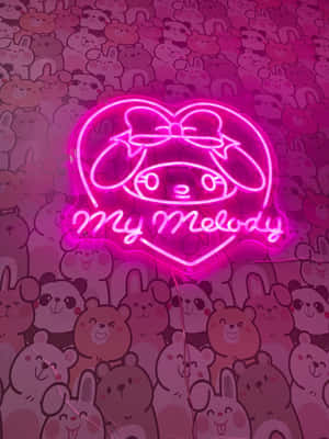 My Melody Neon Sign Wallpaper Wallpaper