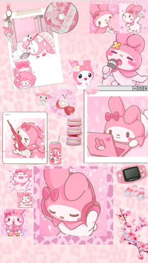 My Melody Pink Collage Aesthetic.jpg Wallpaper