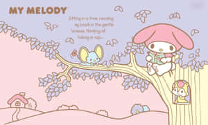 My Melody Relaxing Tree Reading Wallpaper