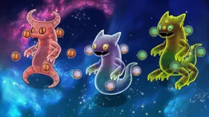 My Singing Monsters Trio Floatingin Space Wallpaper