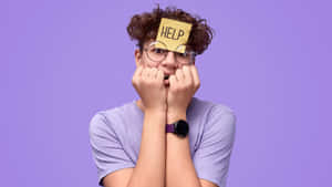 Myopic Person With Note Help On Forehead Wallpaper