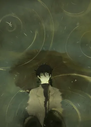 Mysterious_ Anime_ Character_in_ Shadowy_ Waters Wallpaper
