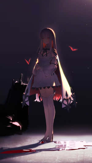 Mysterious Anime Demon Girl Nighttime Wallpaper