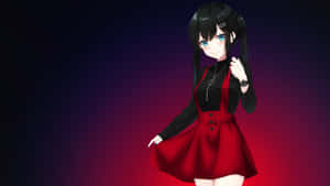 Mysterious Anime Girl Red Black Gradient Background Wallpaper