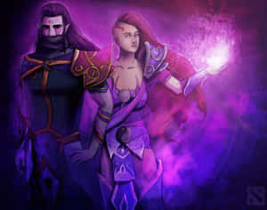 Mysterious Anti-mage With Blazing Eyes And Weapons Ready Wallpaper