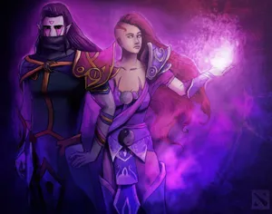 Mysterious Anti-mage With Blazing Eyes And Weapons Ready Wallpaper