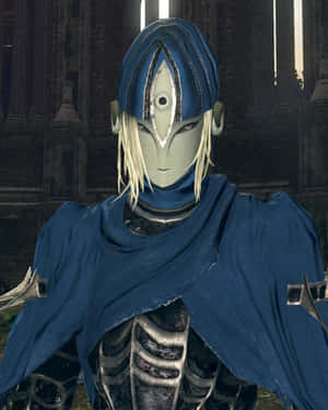 Mysterious_ Blue_ Armored_ Figure Wallpaper