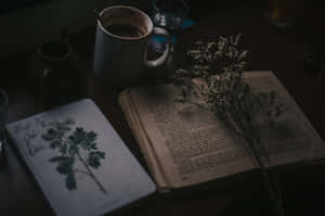 Mysterious Book And Dried Flowers Aesthetic.jpg Wallpaper